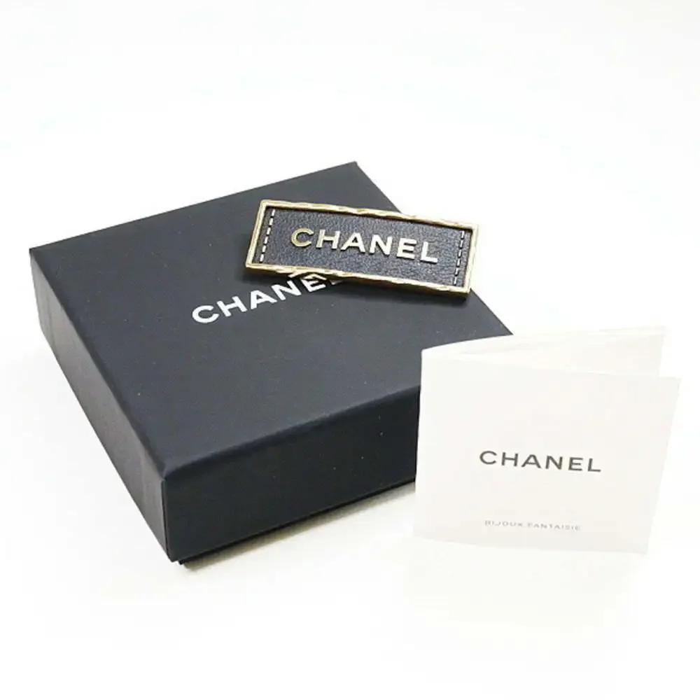 CHANEL Black Leather Brooch